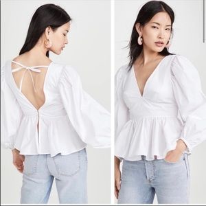 STAUD White Luna Blouse Top